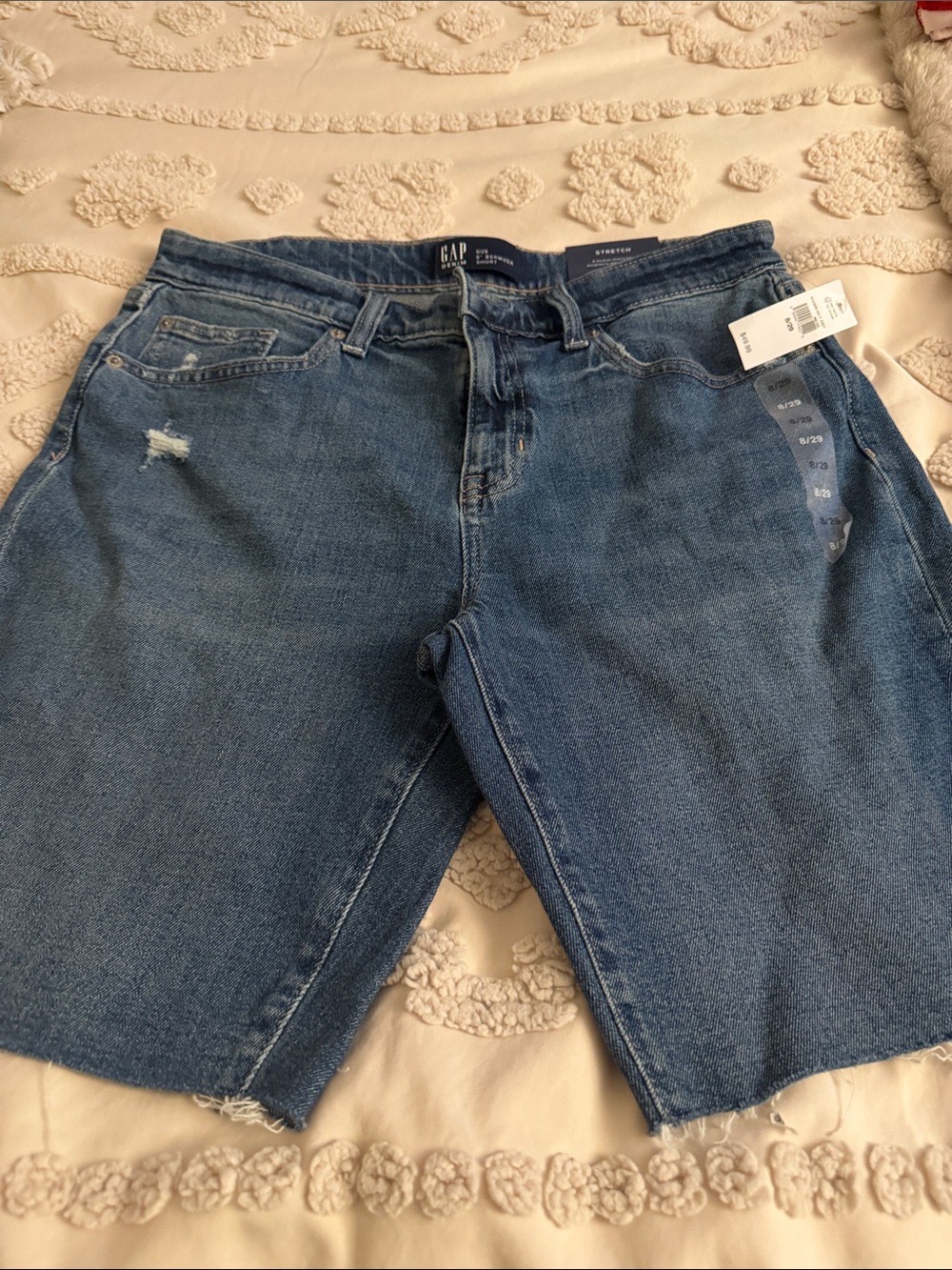 GAP Mid-Wash High-Rise Jean Bermuda Shorts